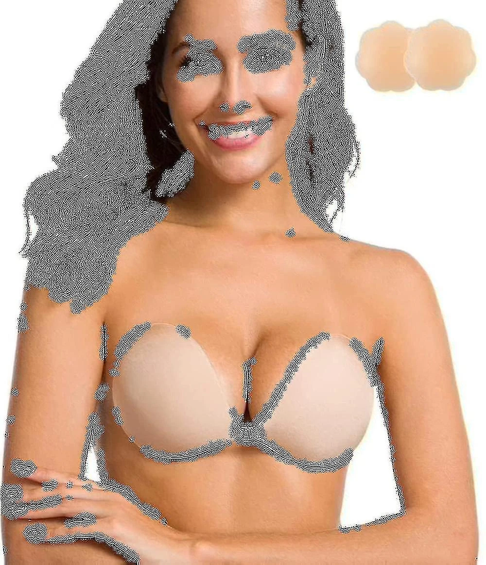 Adhesive Bra Strapless Sticky Invisible Push Up Silicone Bra F Skin