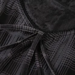 Black Lace Up Mini Dress Harajuku E-Girl Gothic Plaid Sexy Skirt - Slim Fit Short Sleeve Fashion Trend L Black