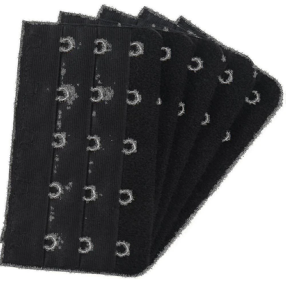 Black 5 Rows Hook And Eye Tape Extension Bra Strap Extender 5 Pcs For Women