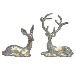 2 Pcs Noble Couple Deer Statue Home Decor Collectible Animal Elk Figurines Office Ornaments Reindee