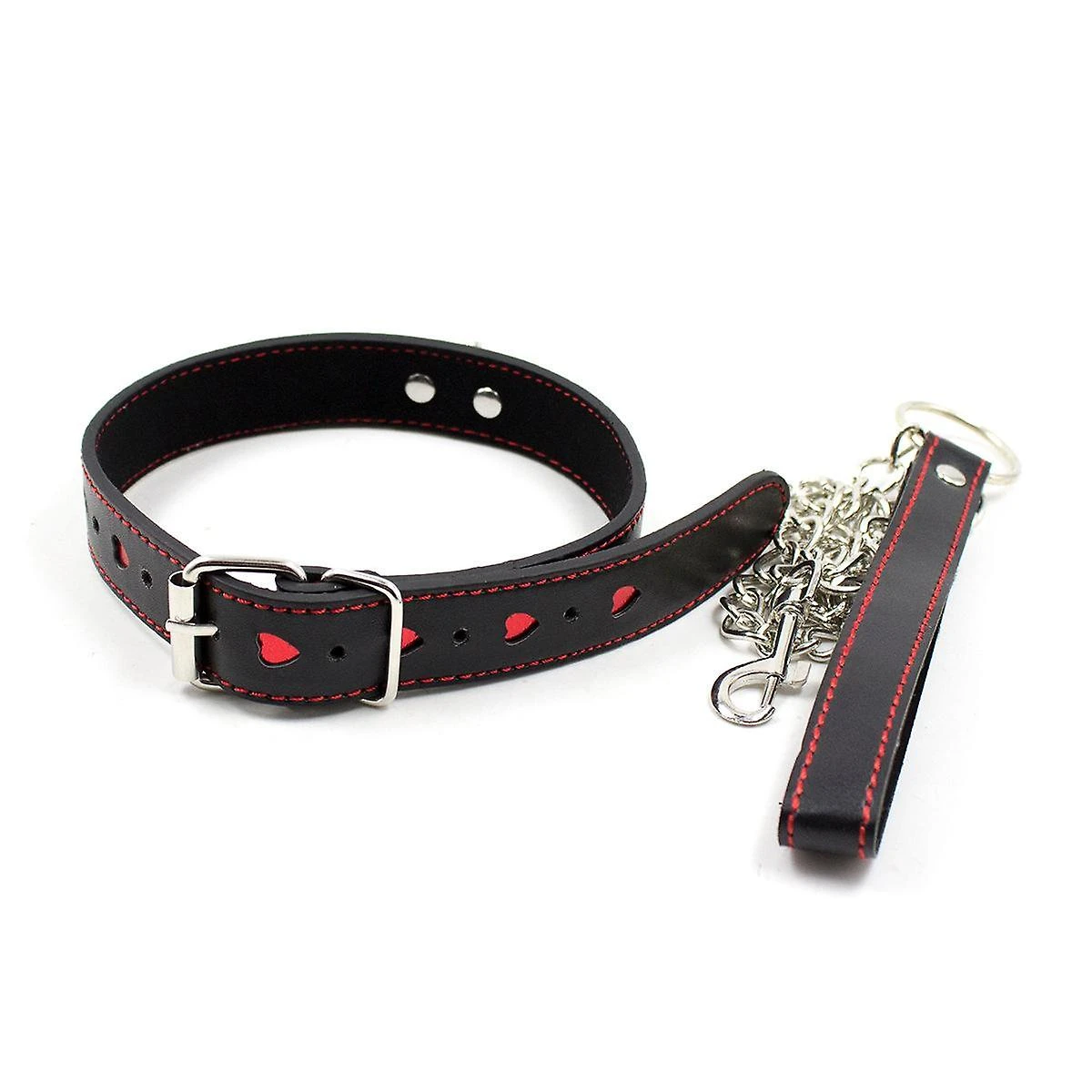 Sexy Neck Collar Neck Collar Adult Game Toys Red Heart Neck Set PU Traction Dog Chain Pet Products - Image 4