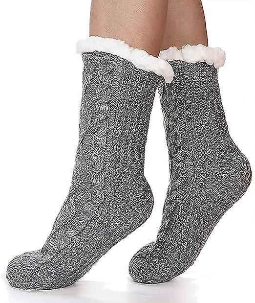 Women Fuzzy Slipper Socks Fluffy Cozy Cabin Winter Warm Fleece Plush Knit With Grips Non Slip Socks - Image 2
