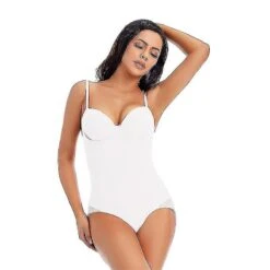 Underwire White Bodysuit Women Shapers Stretch Solid Color Silky Underwear Bodysuits Shapewear White XXL