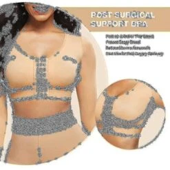 Womens Shapewear 3/4 Sleeve Arm Shaper Front Closure Compression Bra Post Surgery Posture Corrector Tank Top XL BEIGE