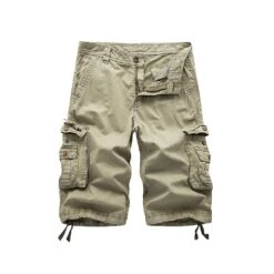 Men Cargo Shorts Multi Pockets Short Pants Summer Panty Work Trousers Khaki